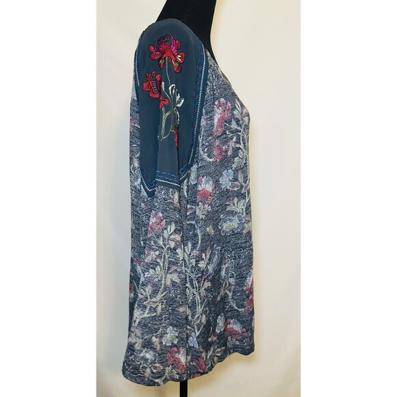 Hannah Woman‎ Boho Floral Sheer Embroidered Long Sleeve Blue Top 2X - Picture 4 of 10